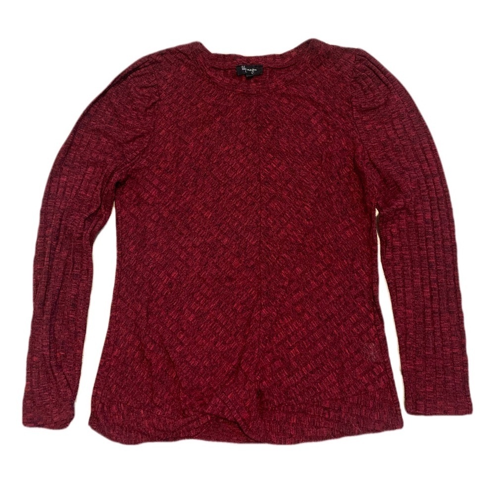 Lily Morgan Burgundy Ribbed Knit Long-Sleeve Top - L/G